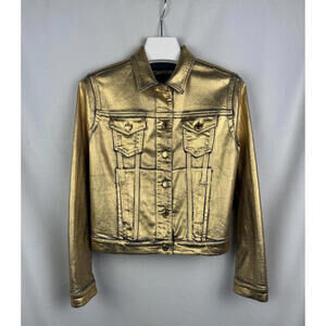 Tom Ford Metallic Coated Denim Jacket Gold Size IT 42, US 8
